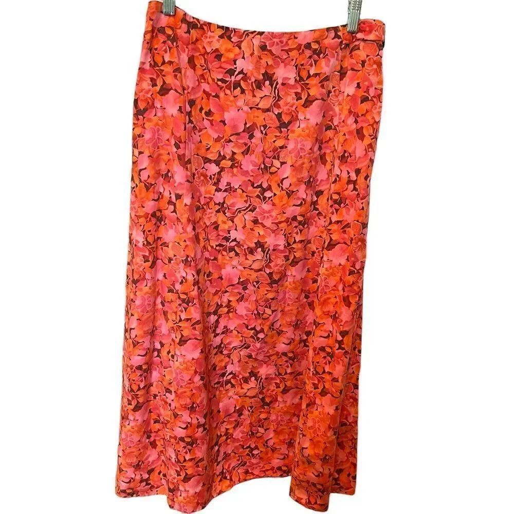 Talbots NWT skirt Maxi Size 8 Beautiful pink orange and brown floral side zip